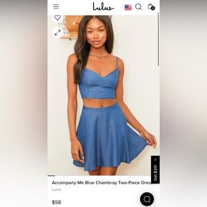 Lulu’s Accompany Me Blue Chambray Two-Piece Dress